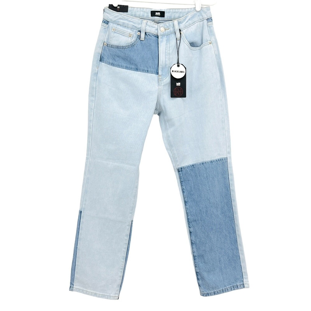 L&M Black Label Women's High Rise Blue Boyfriend Patchwork Jeans Size 7 NWT